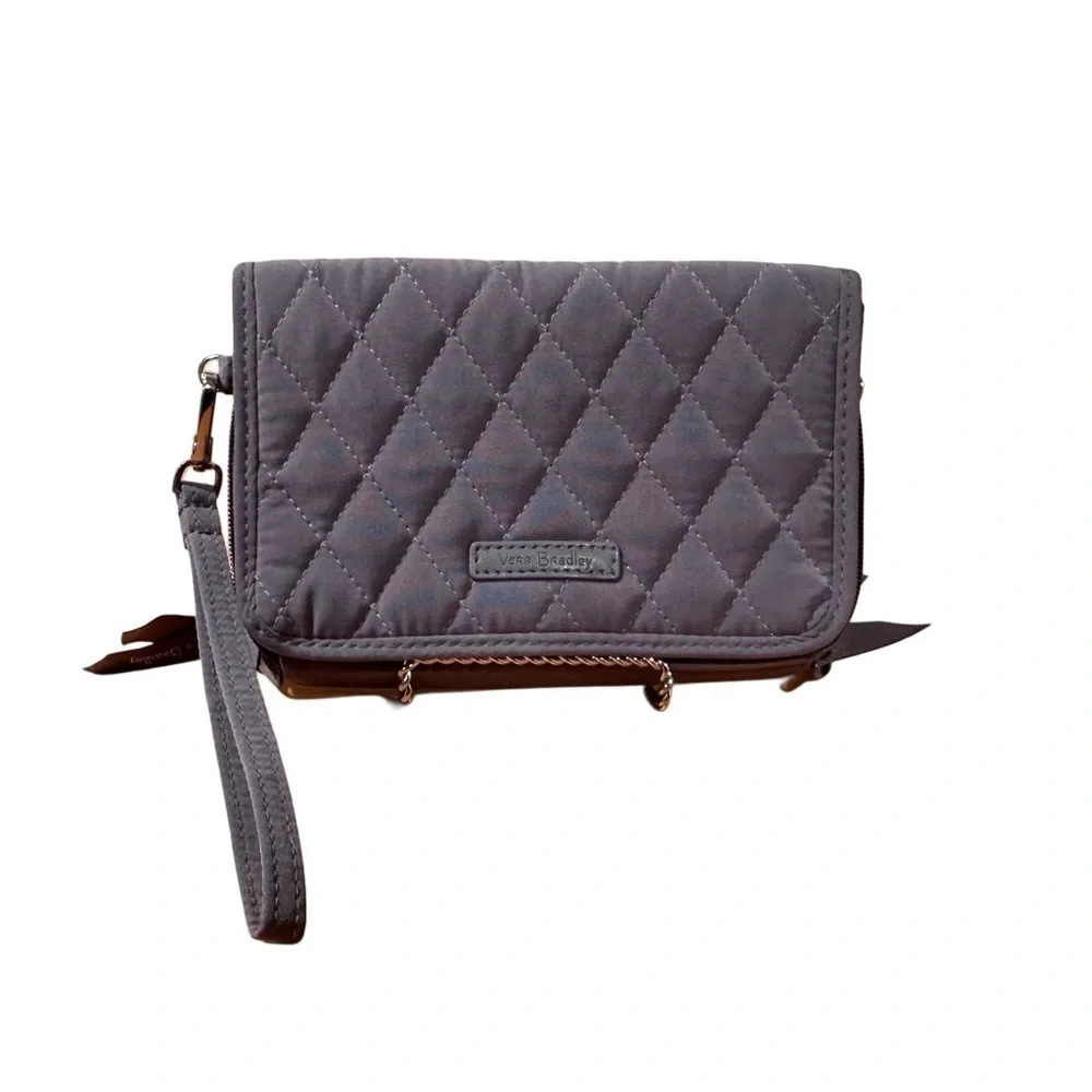 Vera Bradley RFID 3-in-1 Wristlet Bag in Microfiber (no crossbody strap) Gray